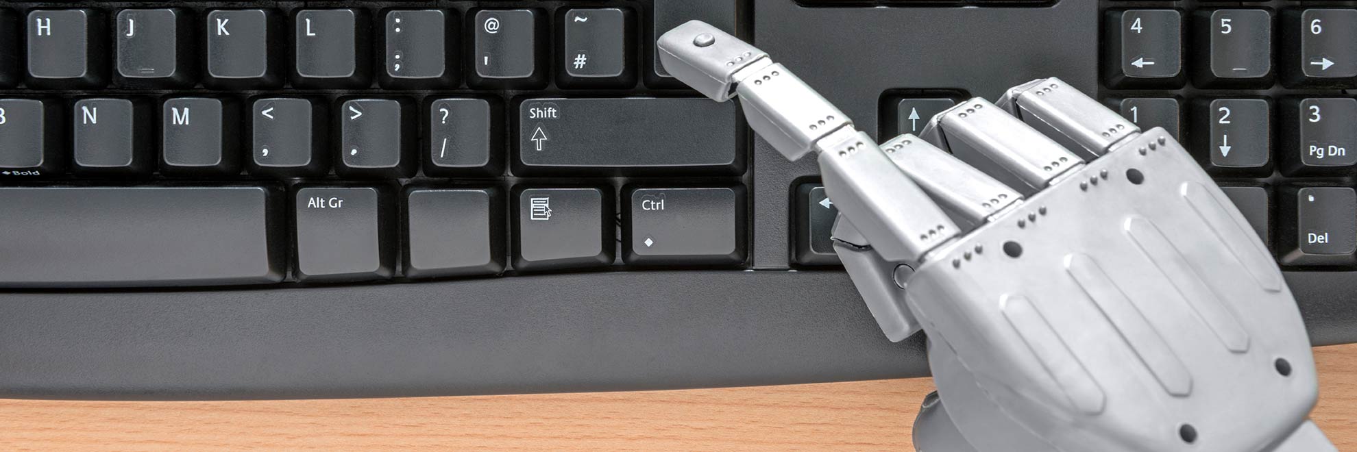 robot hand using keyboard