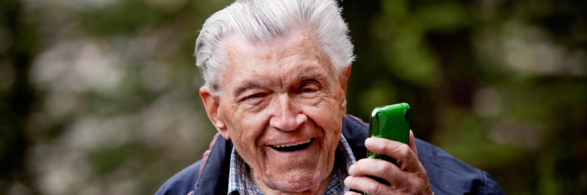 old man with mobile phone